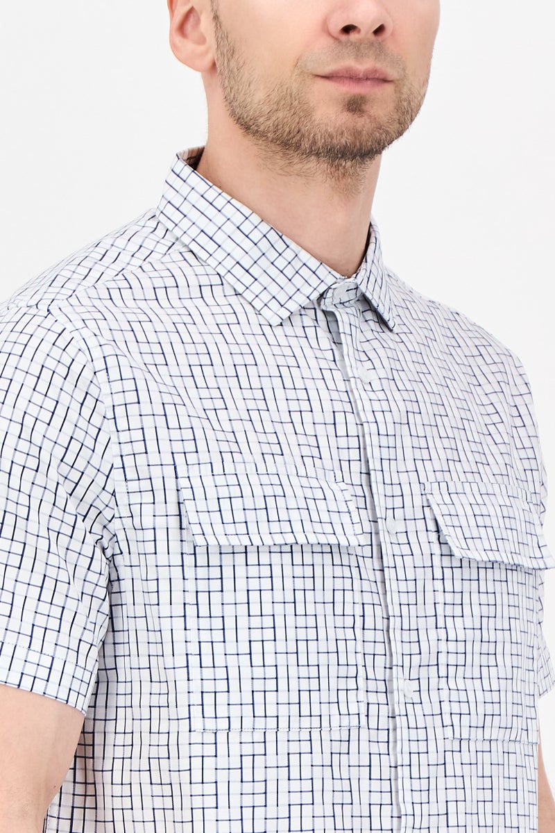 Karl Lagerfeld Men Regular Fit Checkered Short Sleeve Casual Shirt, Multicolor - Image 2